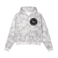 Circle Logo Dirty Washed Zip-Up Fleece Hoodie