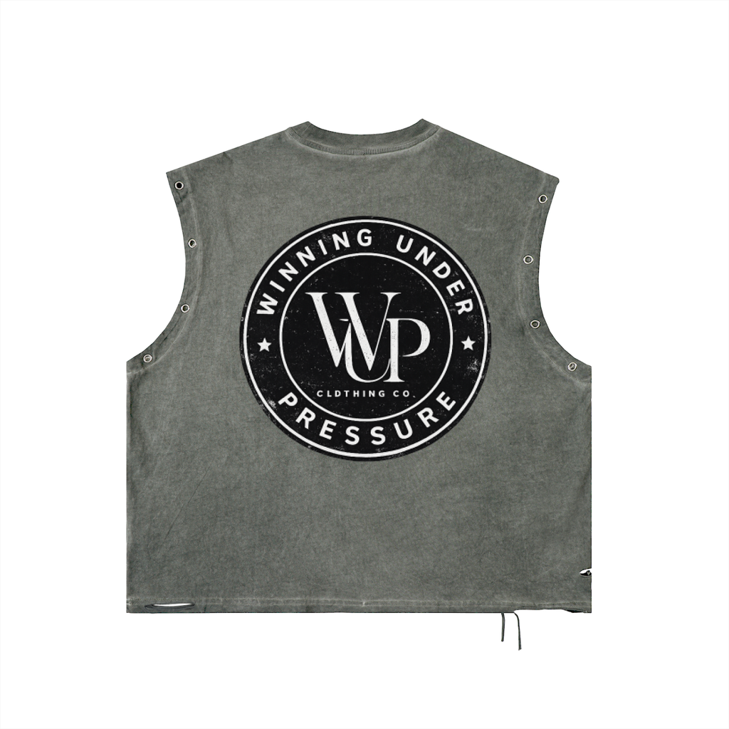 Circle Logo Distressed Grommet Eyelet Tank Top
