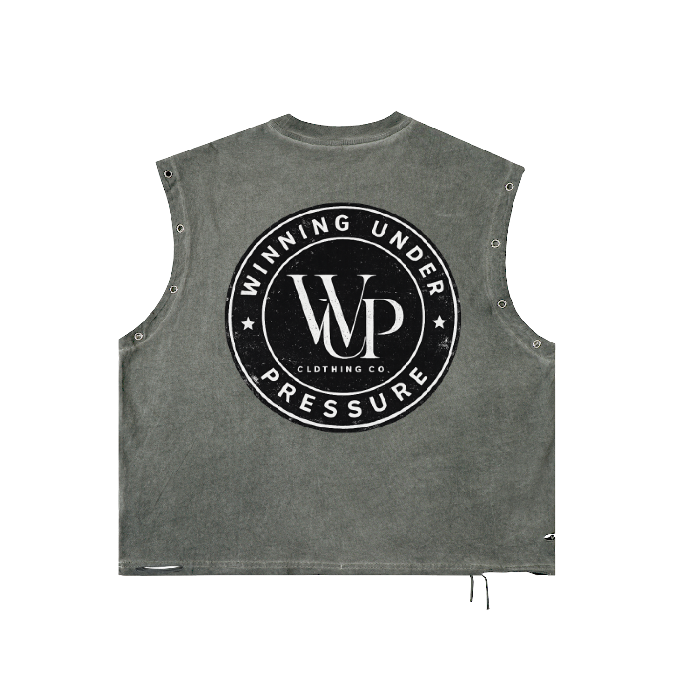 Circle Logo Distressed Grommet Eyelet Tank Top