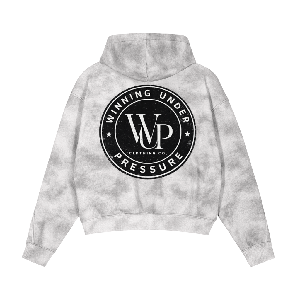 Circle Logo Dirty Washed Zip-Up Fleece Hoodie